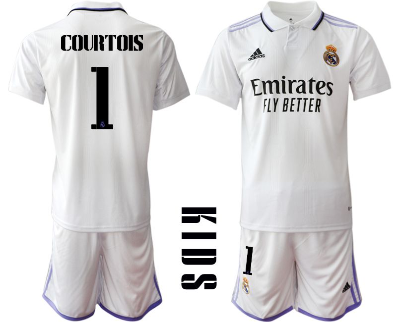 Youth 2022-2023 Club Real Madrid home white #1 Soccer Jersey